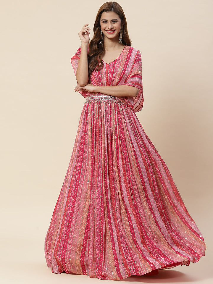 Sequin Zari Embroidered Crepe Gown Dress
