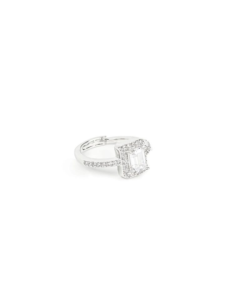 Silver &amp; White AD Stone Ring