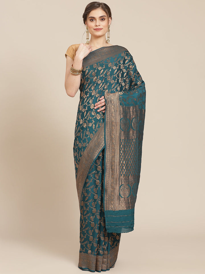 Zari Work Woven Crepe Saree