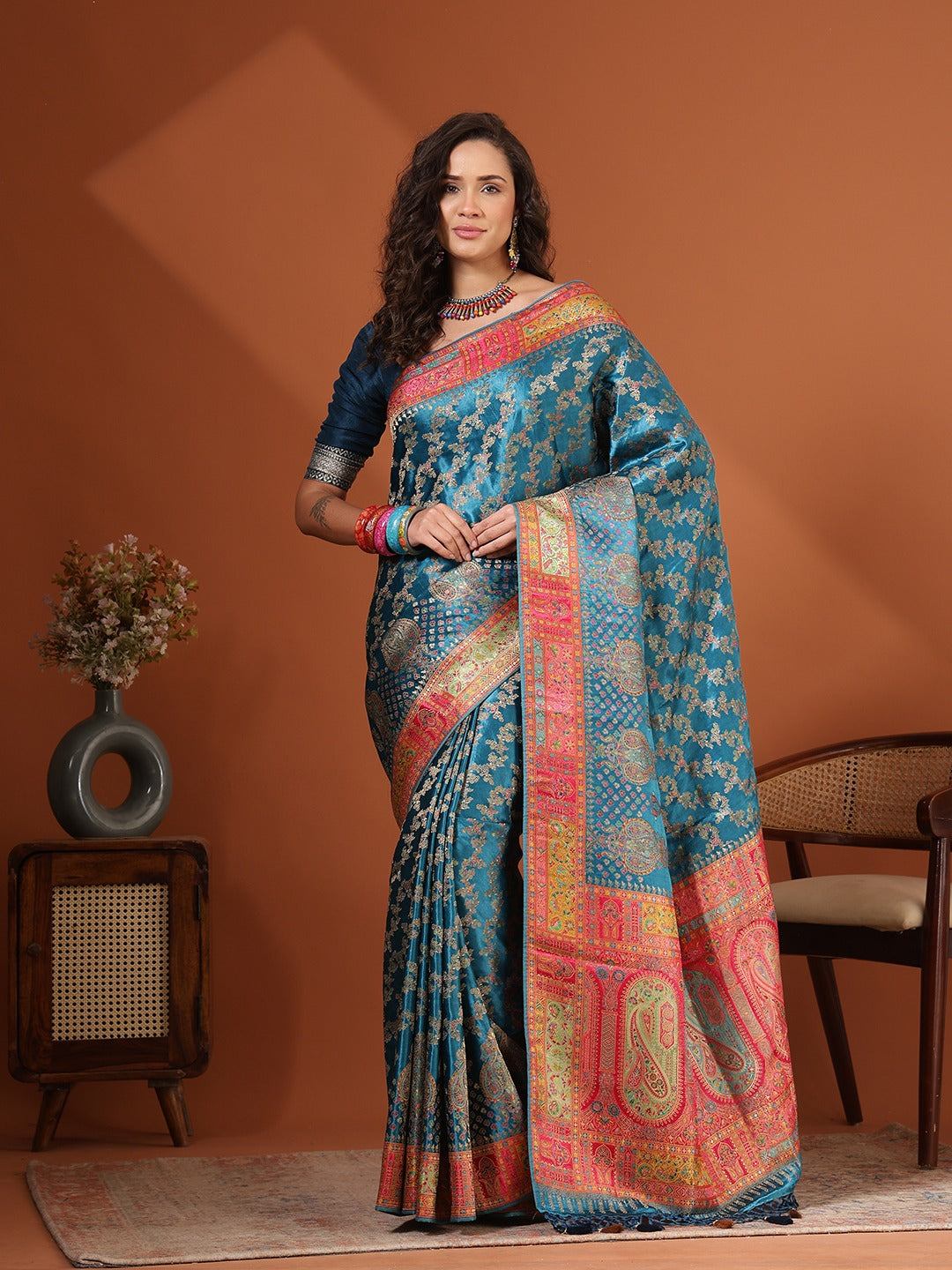 Woven Design Satin Saree