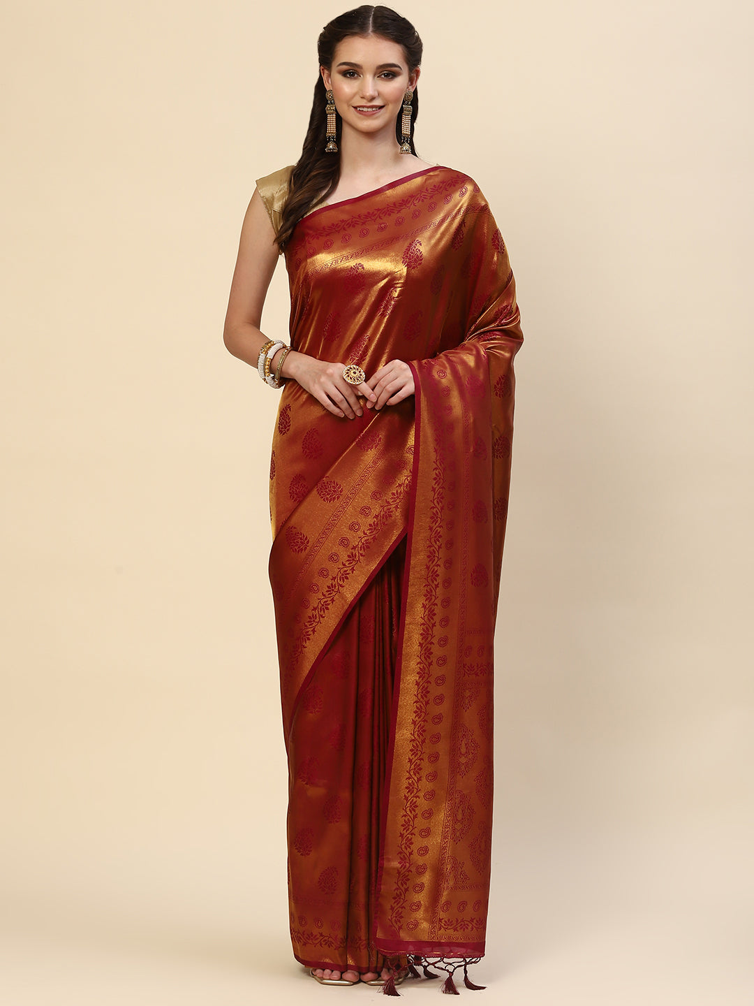 Plain Zari Border Handloom Woven Saree