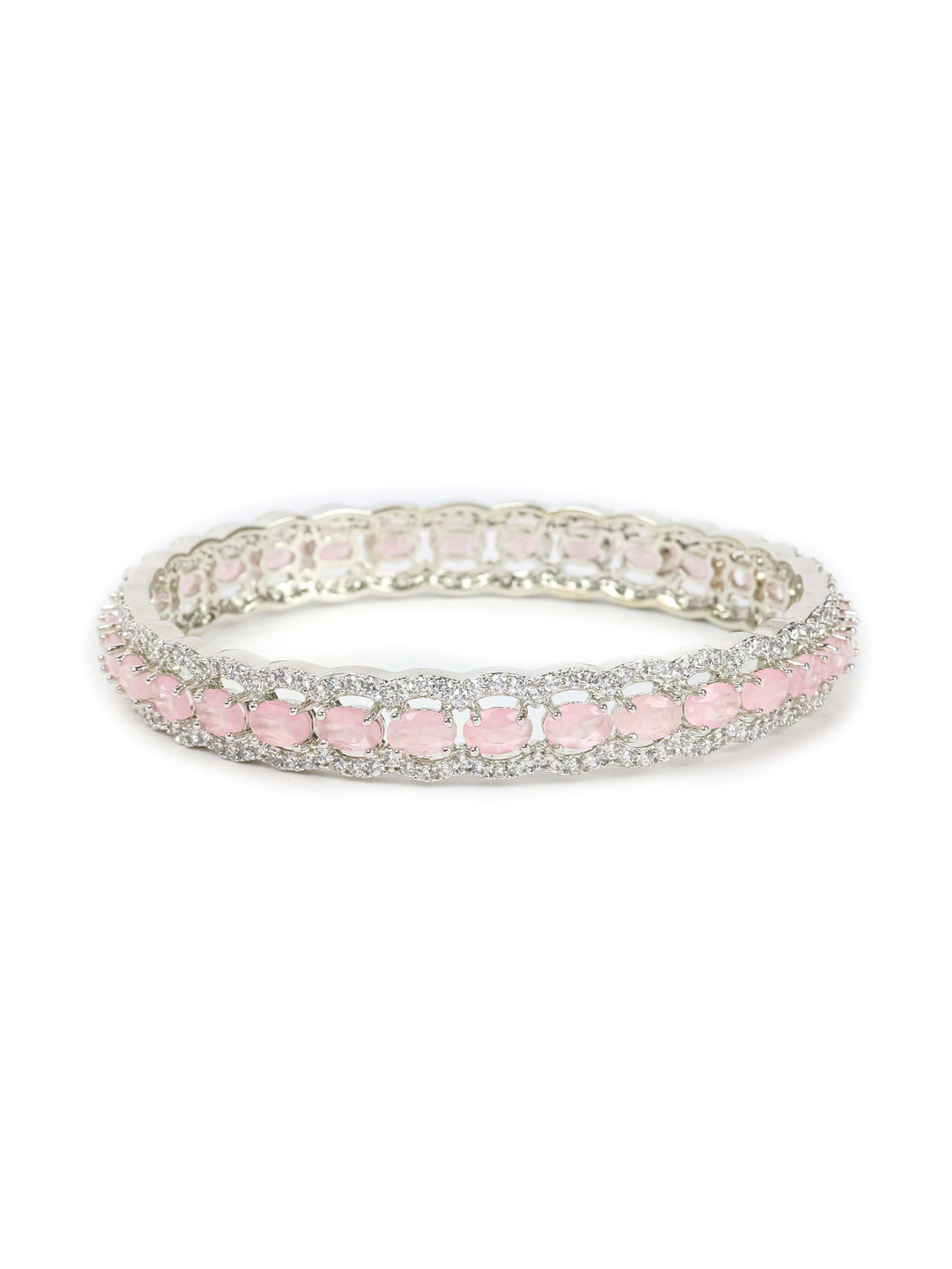 Silver &amp; Pink AD Bangles Set