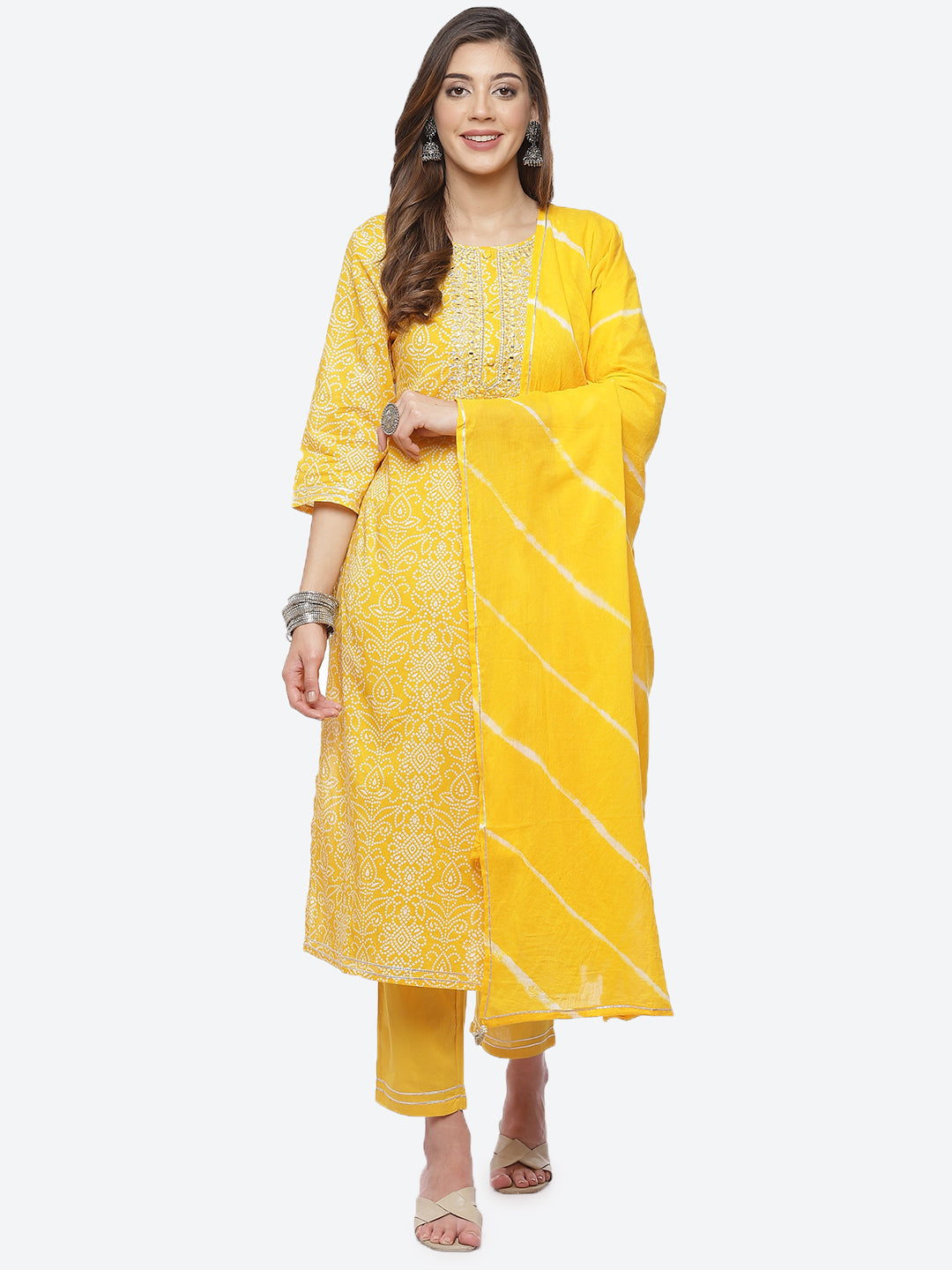 Resham Booti Cotton Stitched Salwar Kameez With Chiffon Dupatta