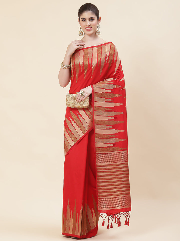 Plain Zari Border Handloom Woven Saree