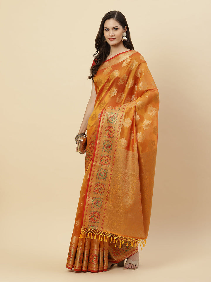 Zari Border Booti Cotton Woven Saree
