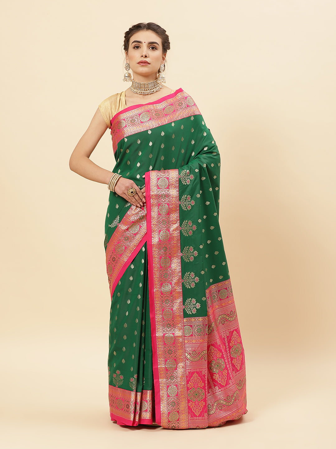 Art Handloom Saree with Zari Border Booti