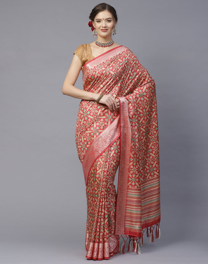 Beautiful Patola Printed  Art Handloom Saree