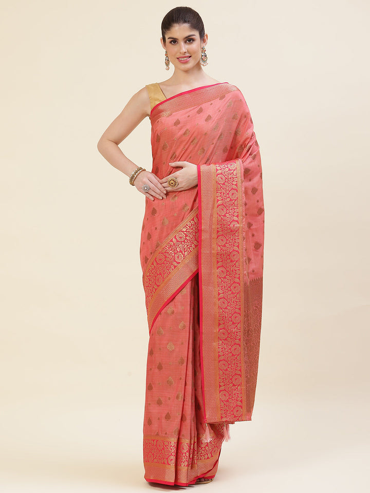 Zari Border Booti Handloom Woven Saree