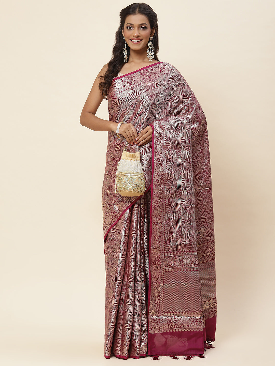 Zari Jaal Woven Banarsi Saree