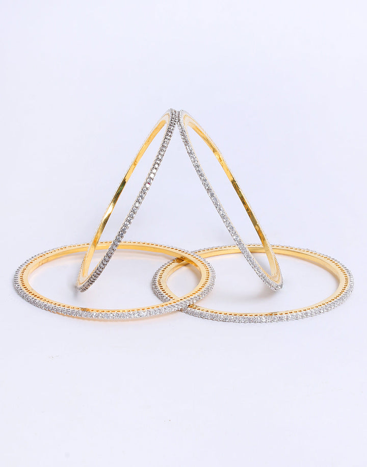 Traditional Gold Toned With White Stone Bangle Set