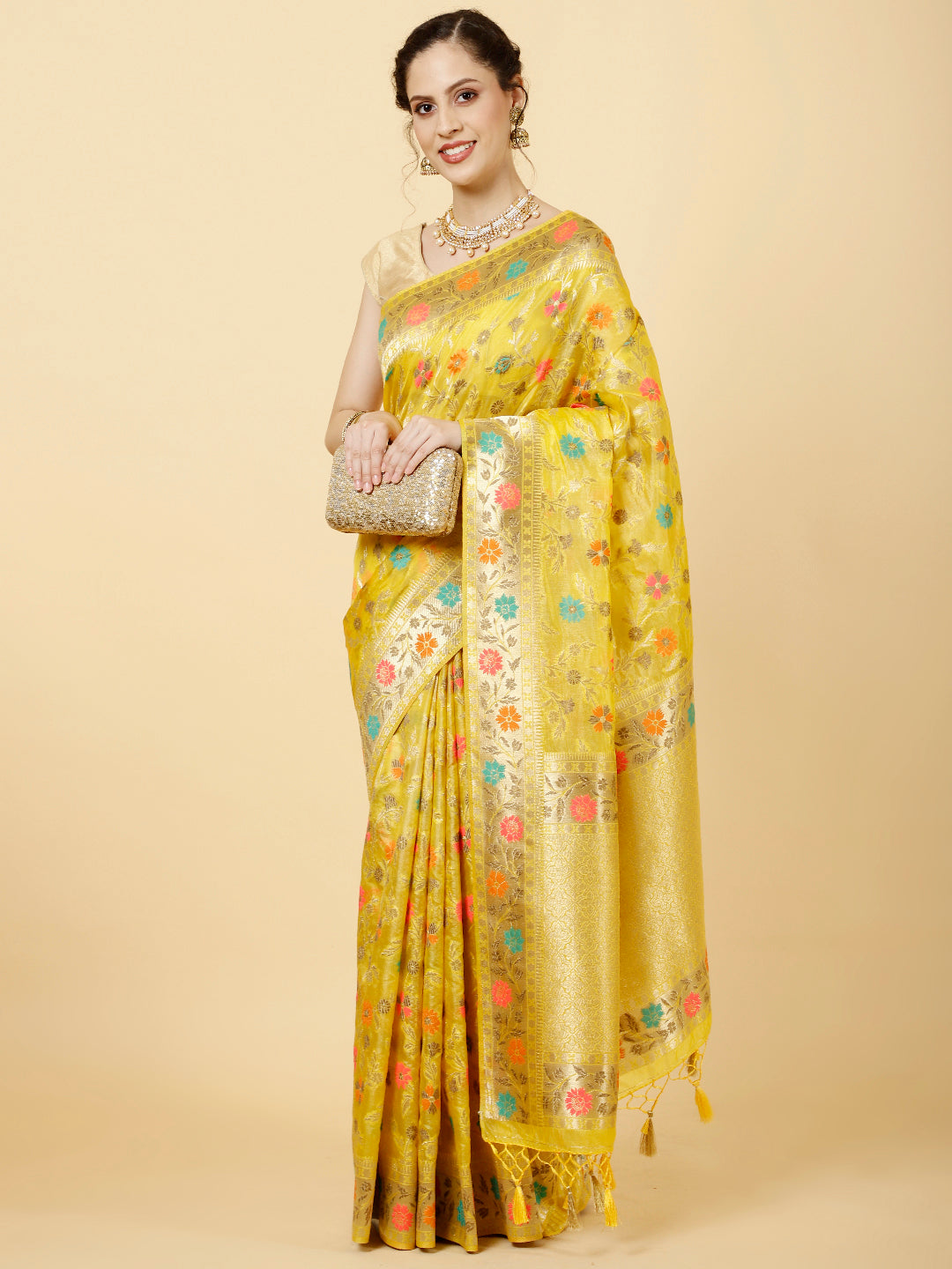 Zari Jaal Woven Organza Saree