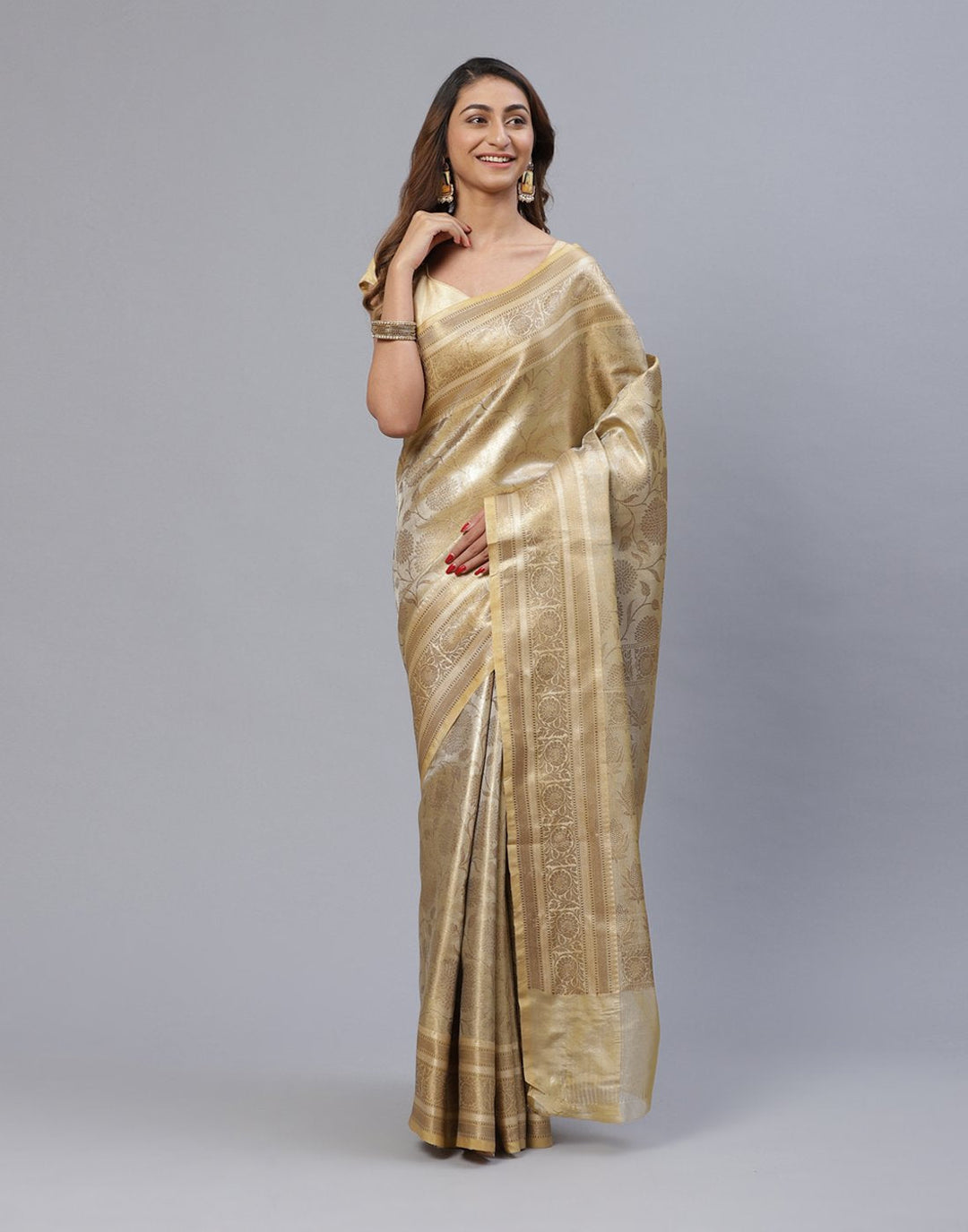 Woven Cotton Saree With Zari Border