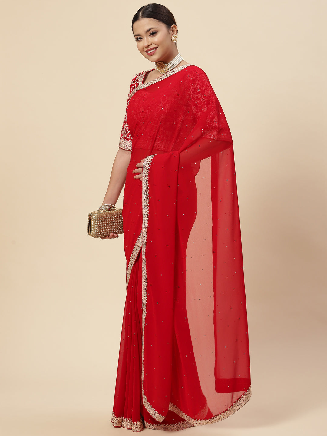 Embroidered Georgette Saree