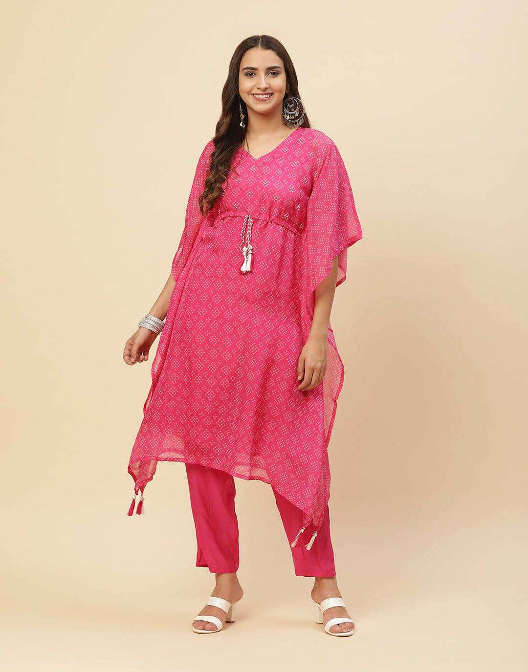 Printed Organza Kaftan Kurti With Pant