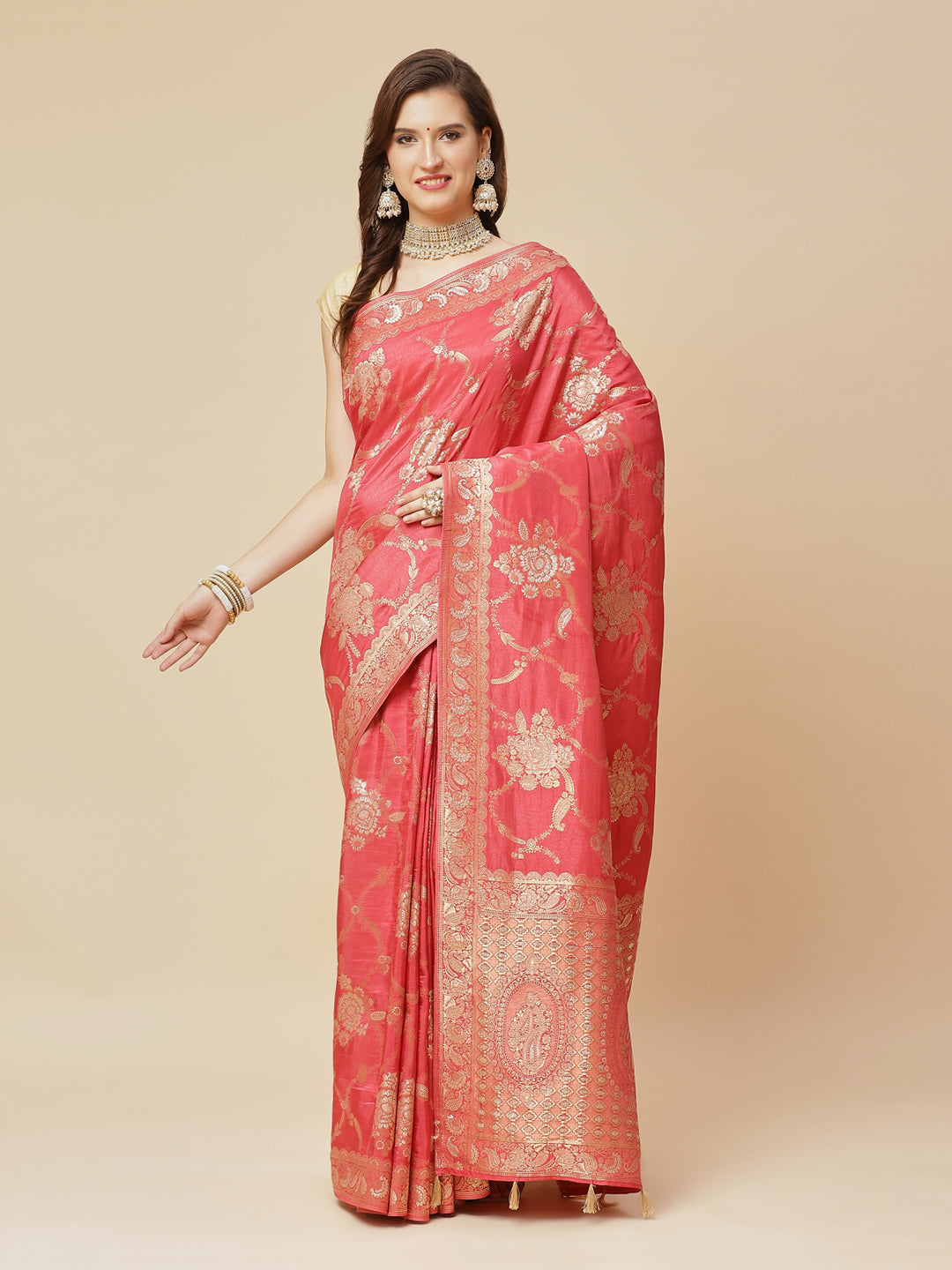 Zari Jaal Banarasi Woven Saree