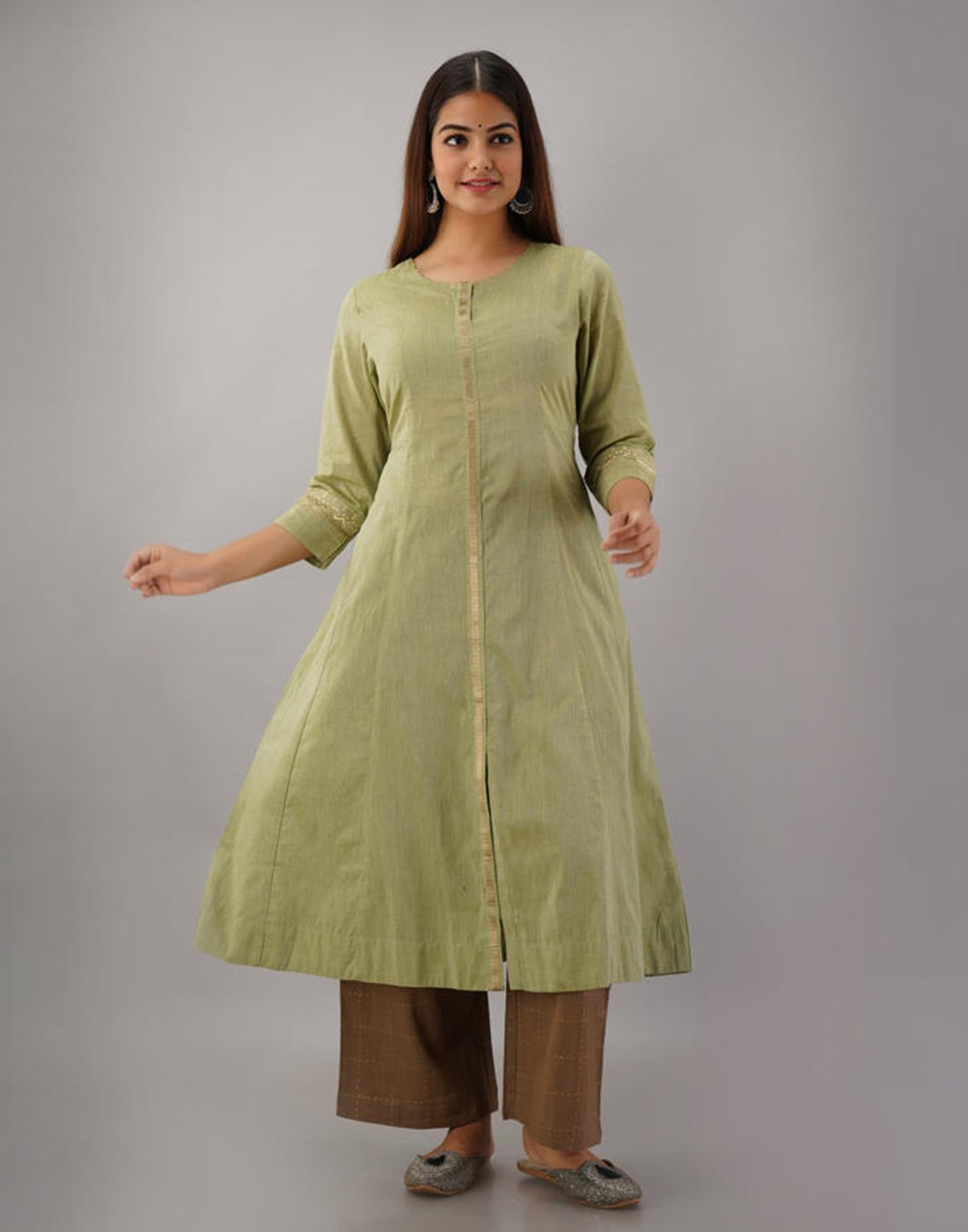 Printed Cotton Anarkali Kurti With Pant