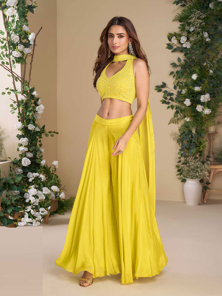 Embelished Chinon Suit With Pant &amp; Dupatta