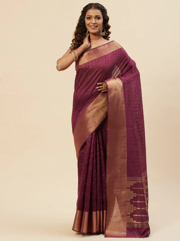 Plain Zari Border Handloom Woven Saree