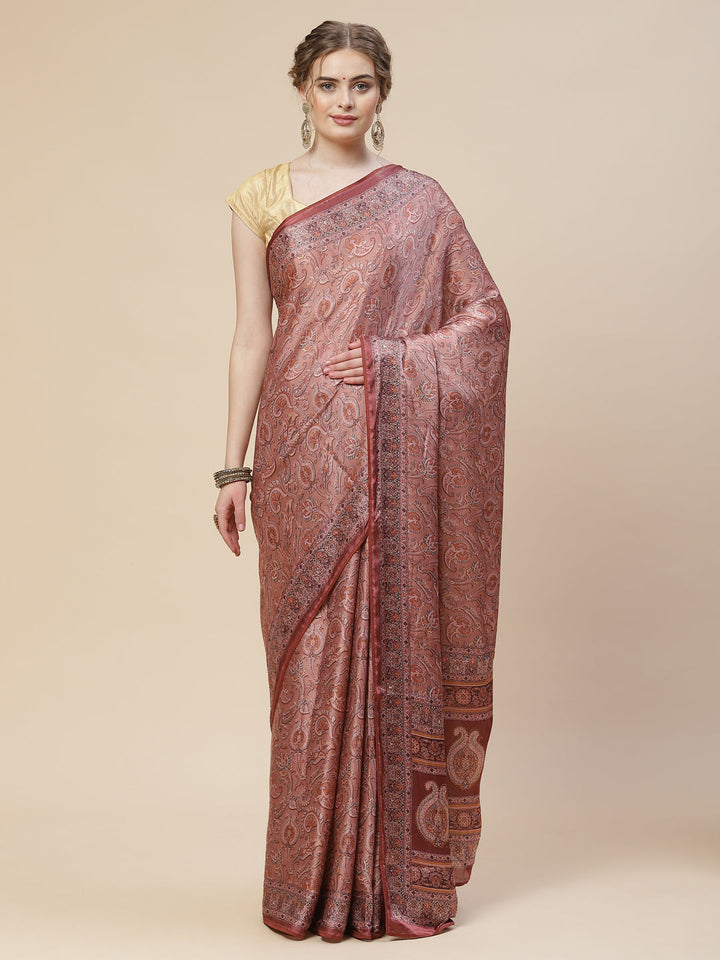 Stone Work Satin Printed Saree