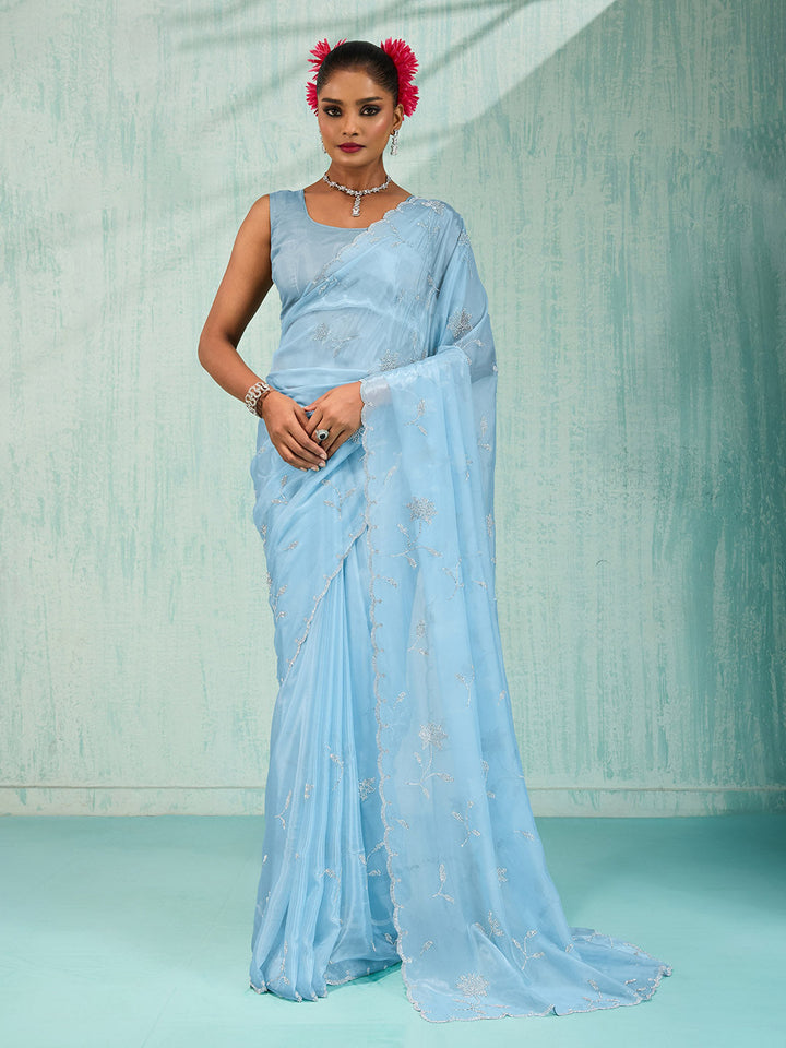 Embroidered Tissue Saree