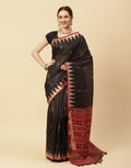 Woven Plain Zari Border Art Handloom Saree