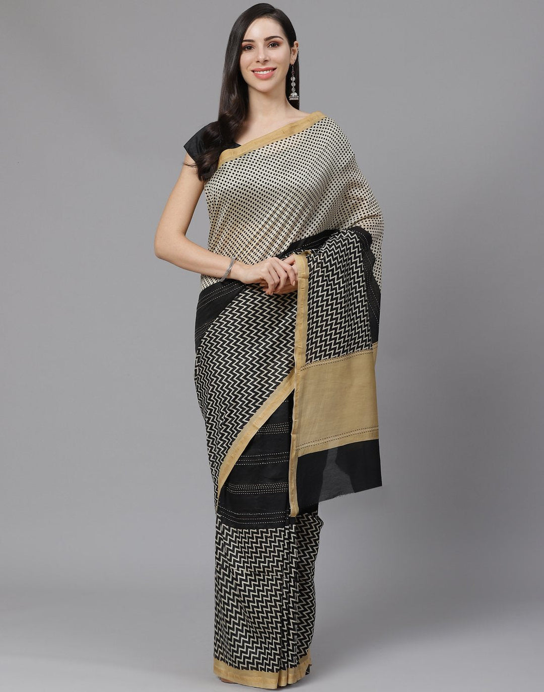 Kantha Border Printed Cotton Saree