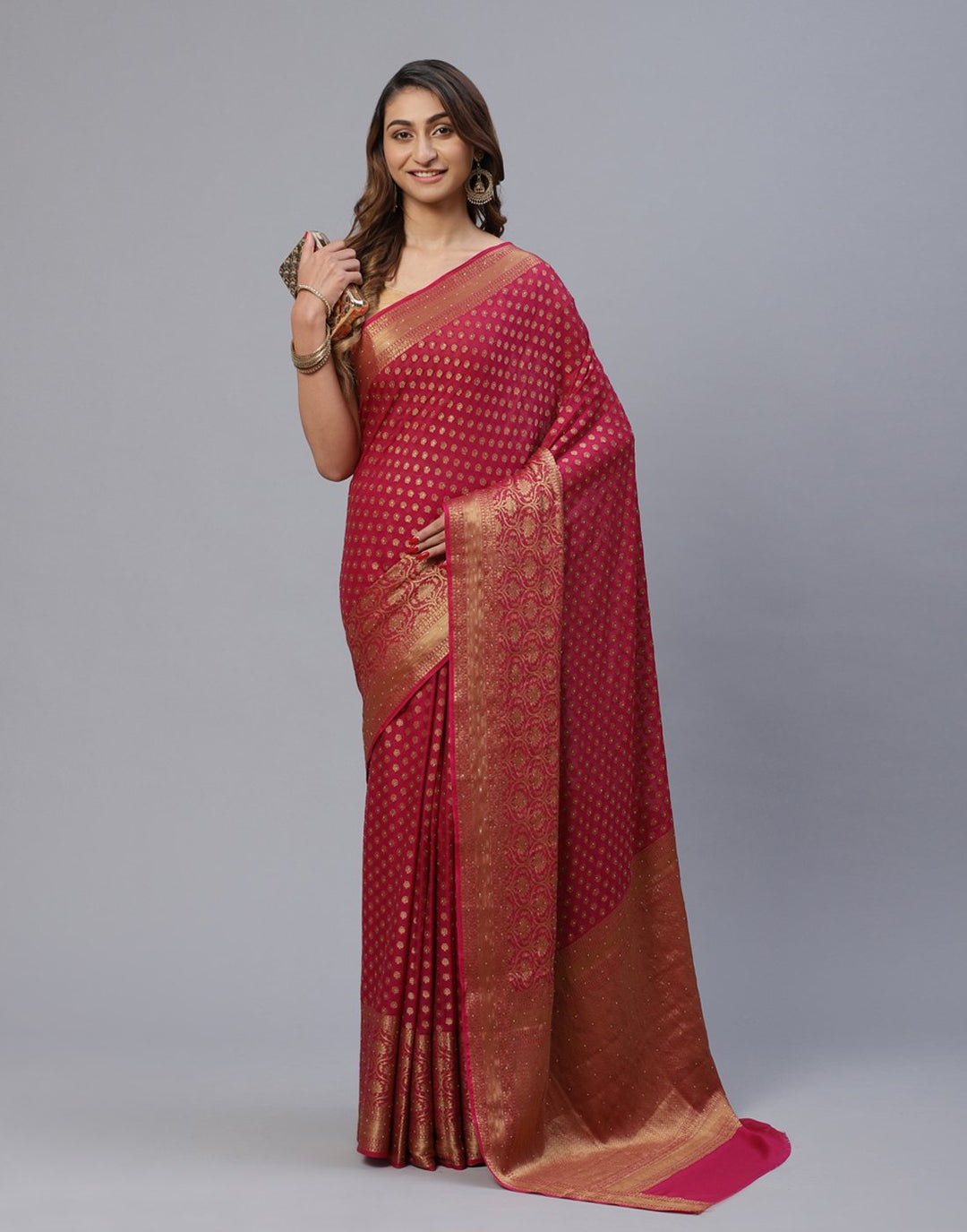 Art Chiffon Saree With Stone Work