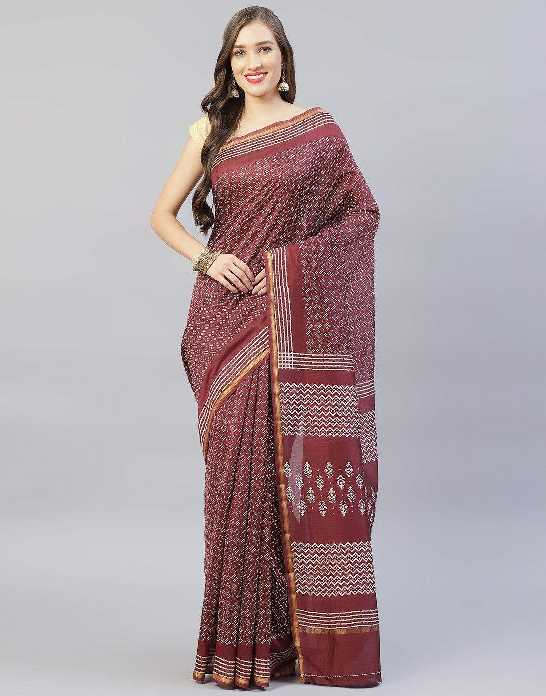 Printed Cotton Chanderi Saree