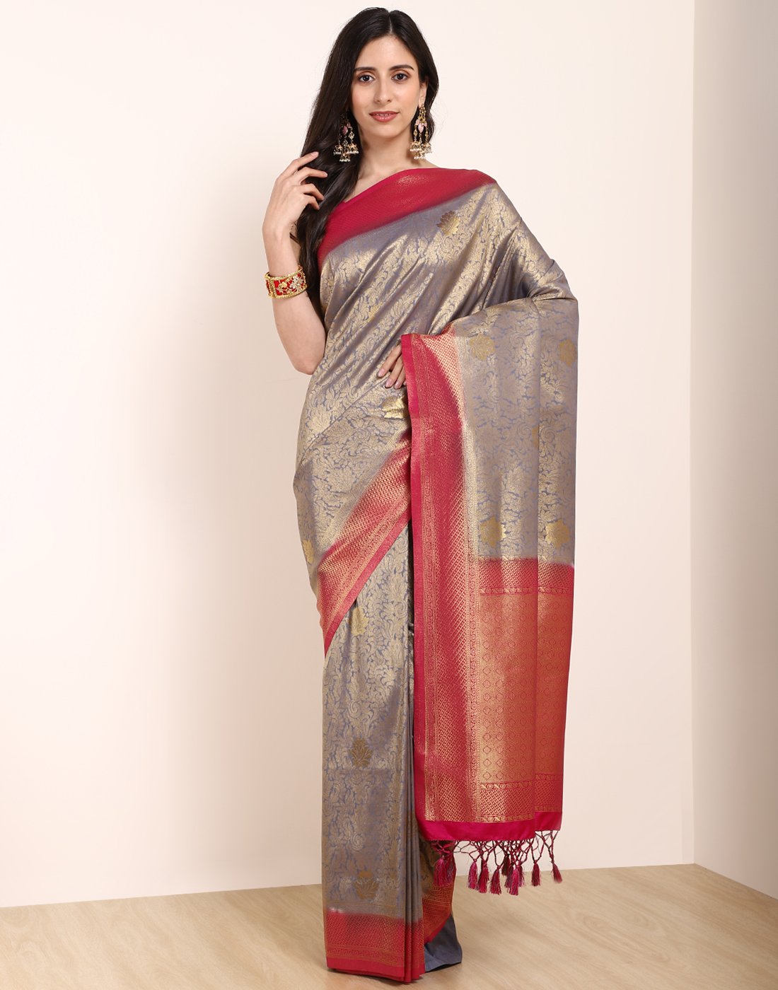 Grey Art Handloom Saree