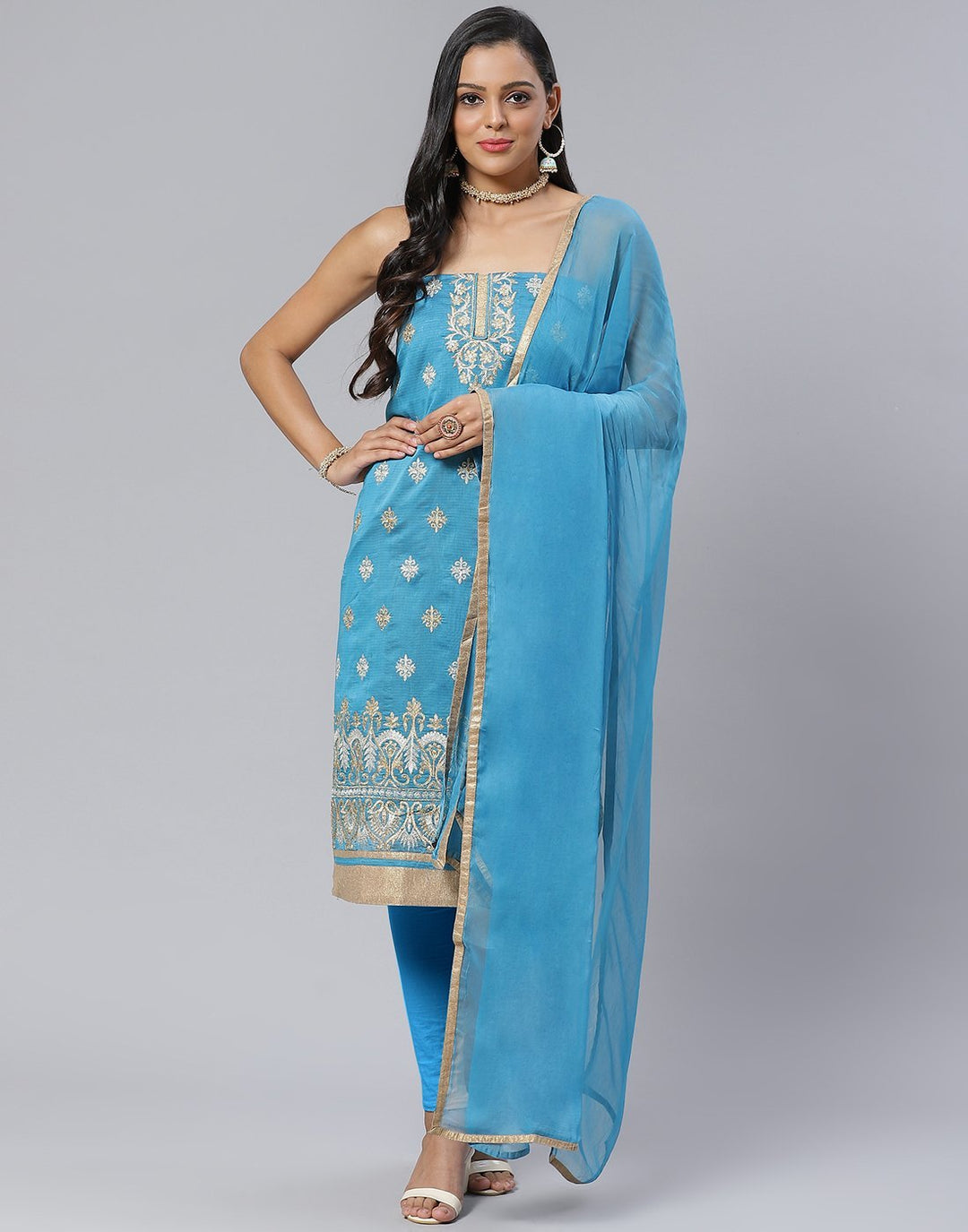 Chanderi Embroidered Suit Piece