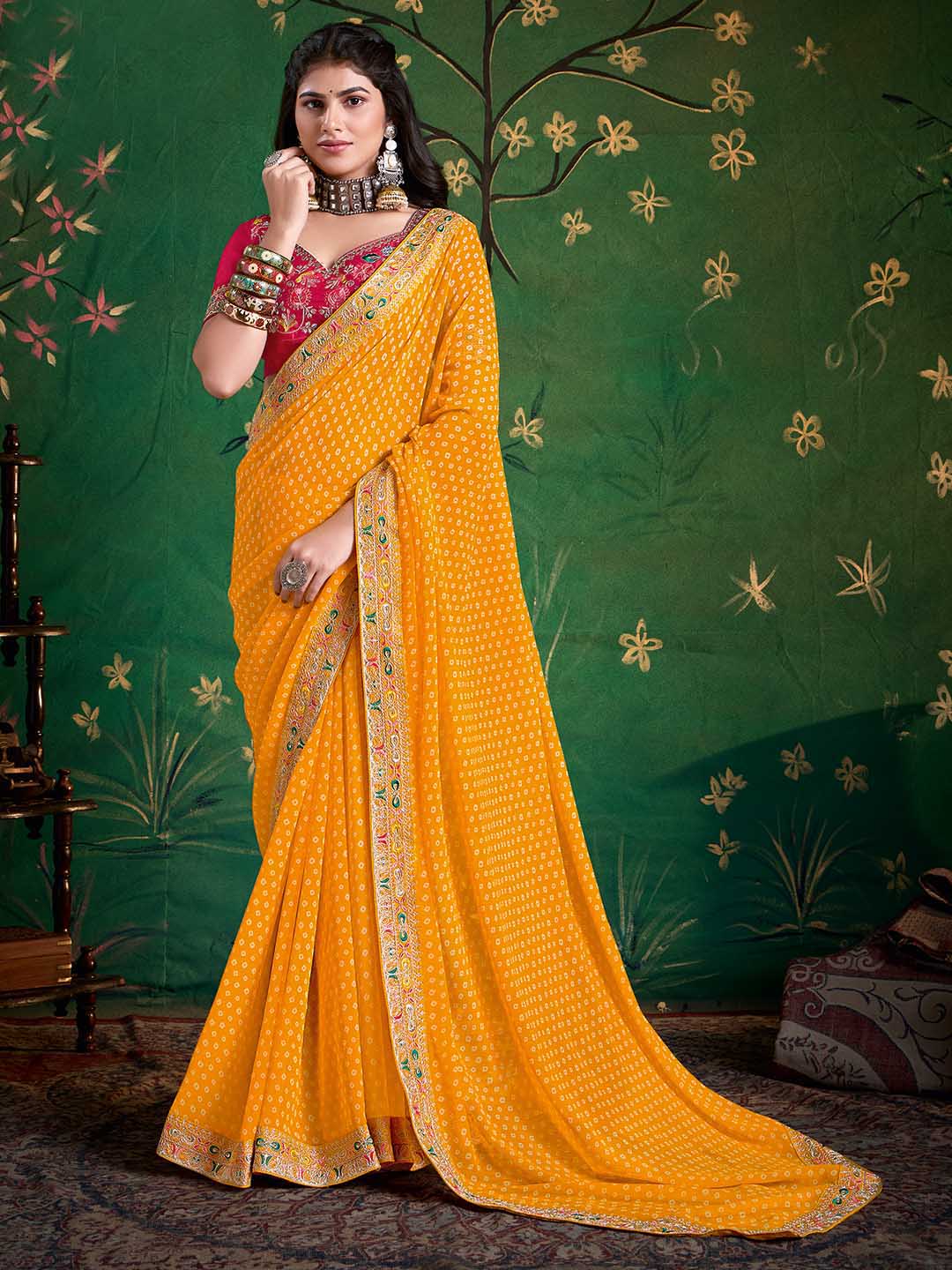 Bandhani Printed Georgette Saree