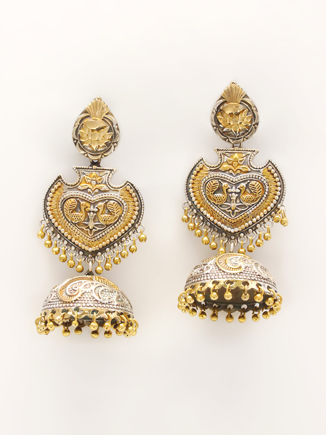 Gold Plated Earrings Embellished With Pearls And Stones