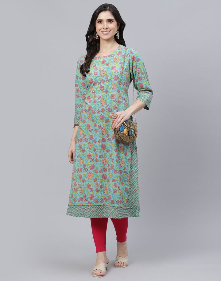 Floral Print Cotton Kurti