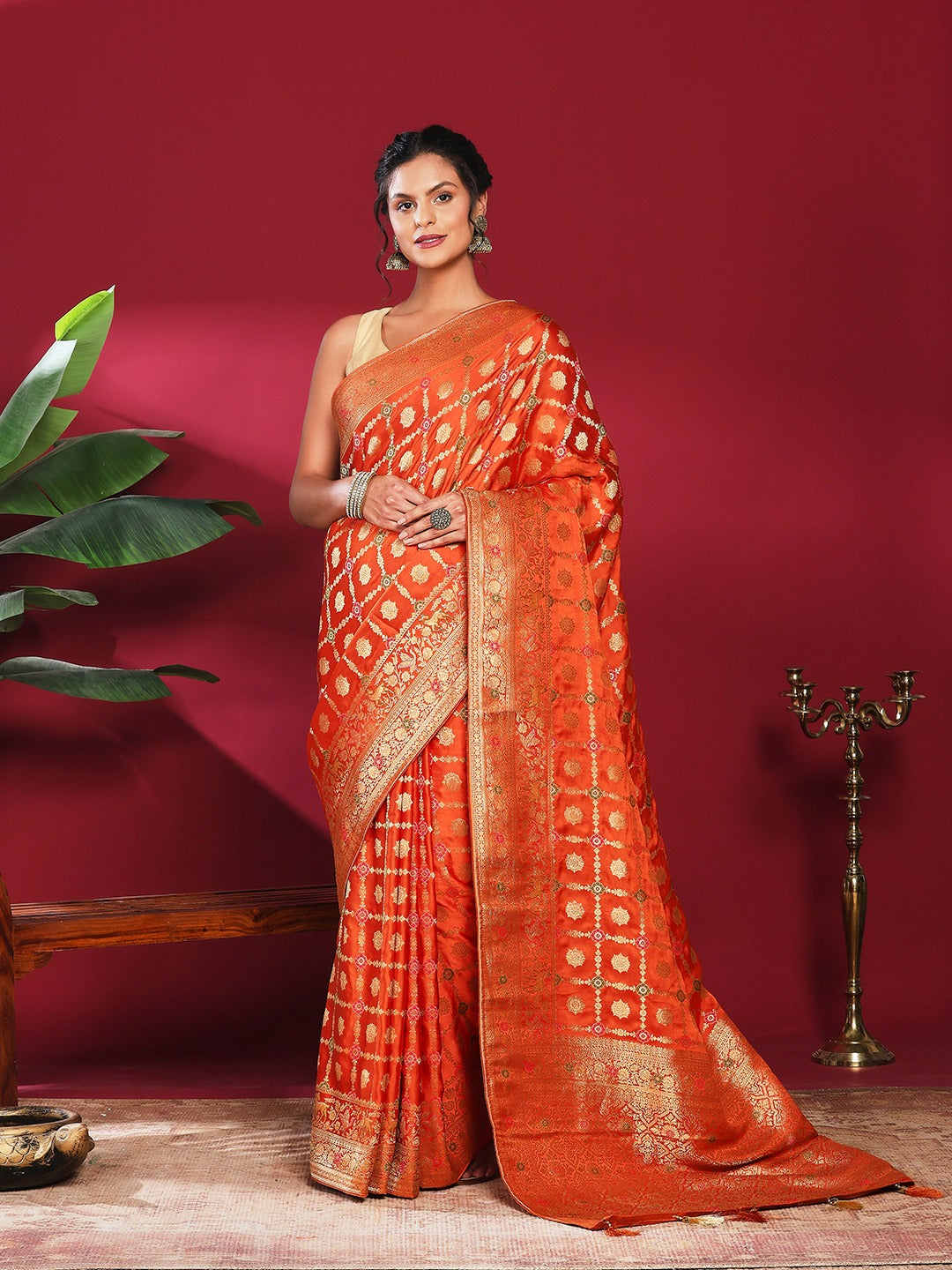 Woven Design Satin Saree