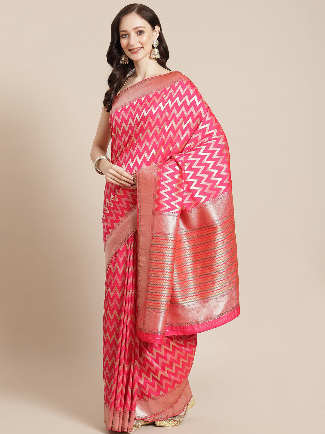 Zig Zag Banarasi Embroidered Saree
