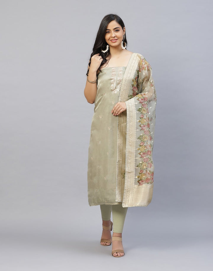 Embroidered Organza Kora Suit Piece