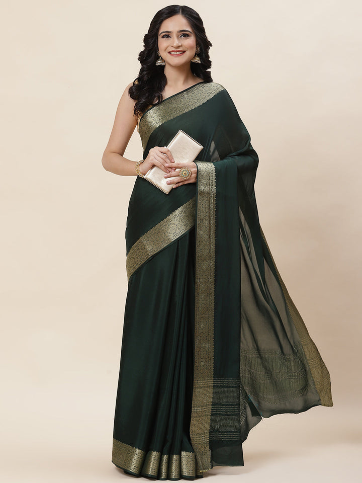 Zari Border Plain Crepe Saree