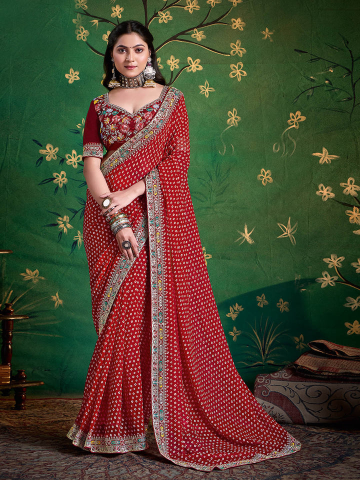 Bandhani Printed Georgette Saree