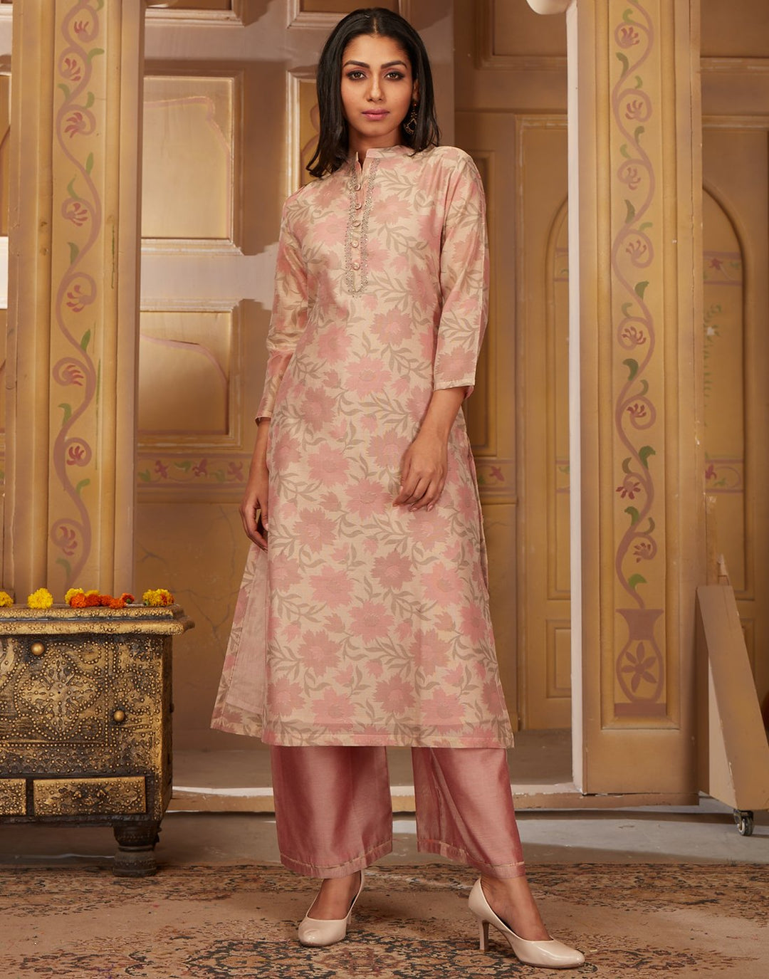 Cotton Chanderi Kurta with Plazzo