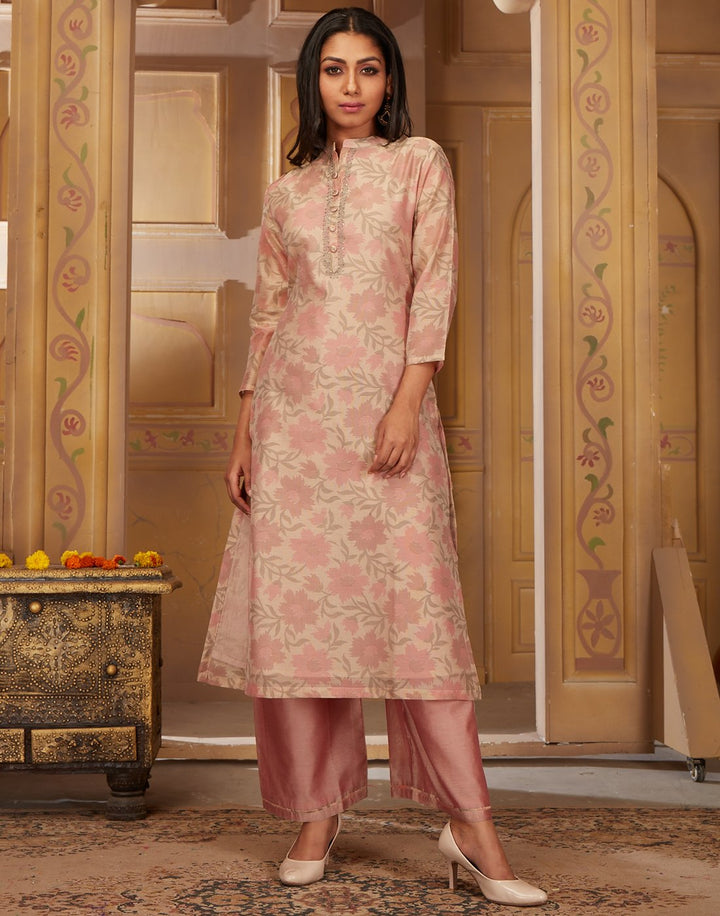 Cotton Chanderi Kurta with Plazzo