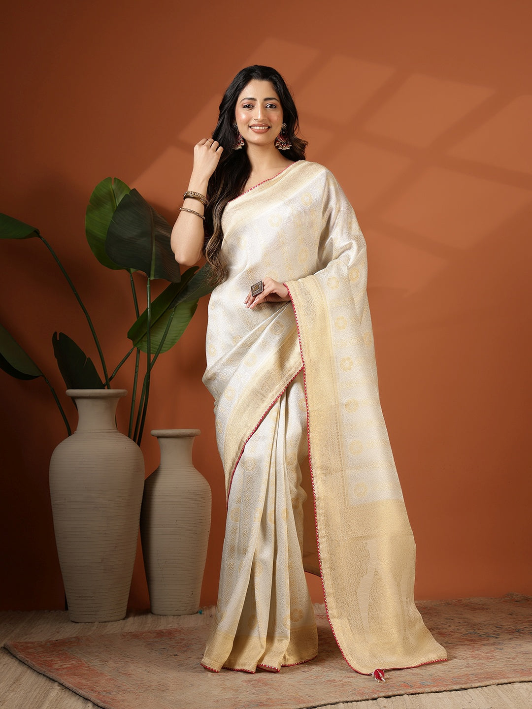 Embroidered Dola Silk Saree