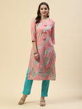 Printed Embroidered Muslin Kurta