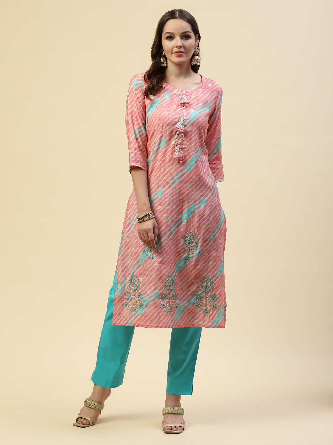 Printed Embroidered Muslin Kurta