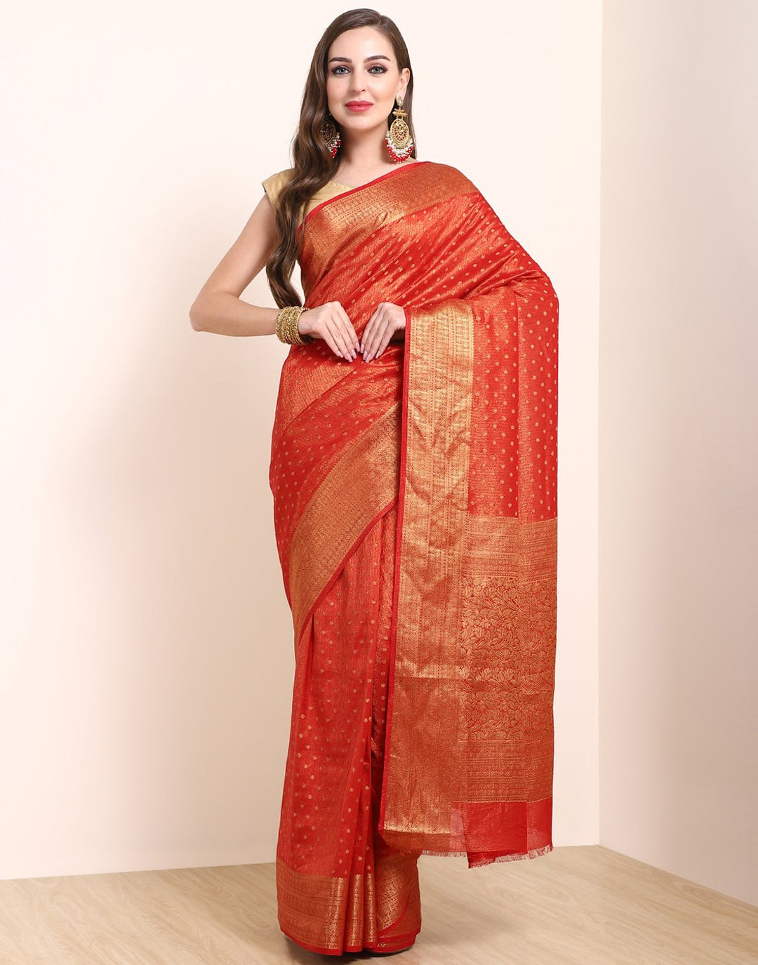 Red Art Handloom Saree