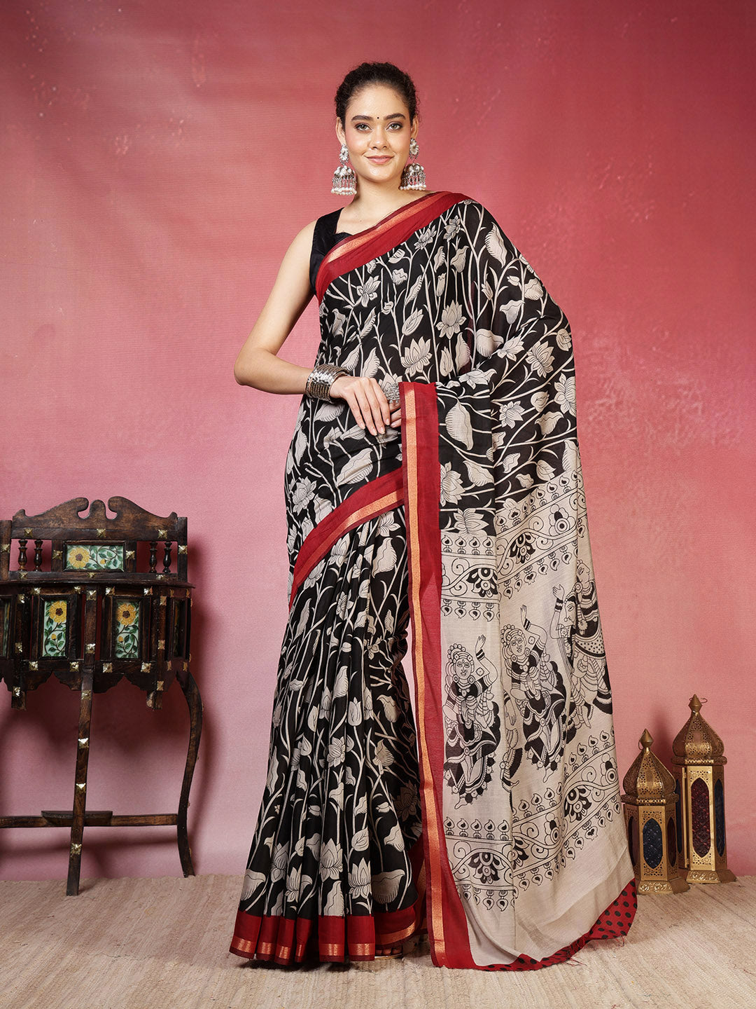 Floral Printed Art Silk Saree