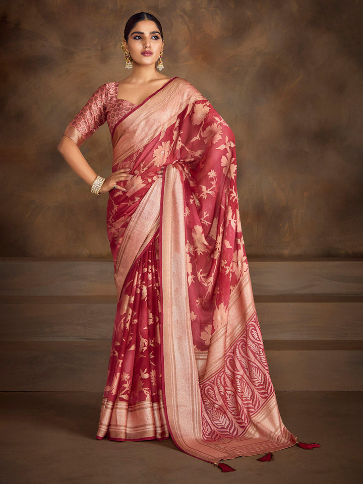 Floral Printed Georgette Saree