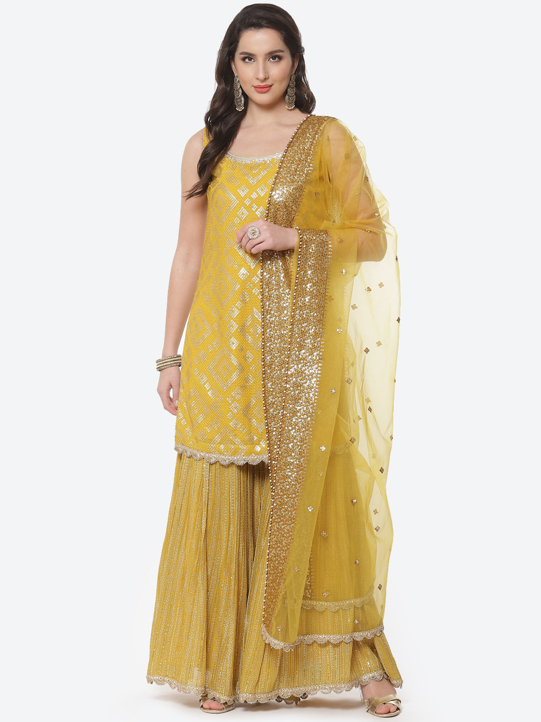 Sequence Work Georgette Stitched Salwar Kameez With Net Dupatta