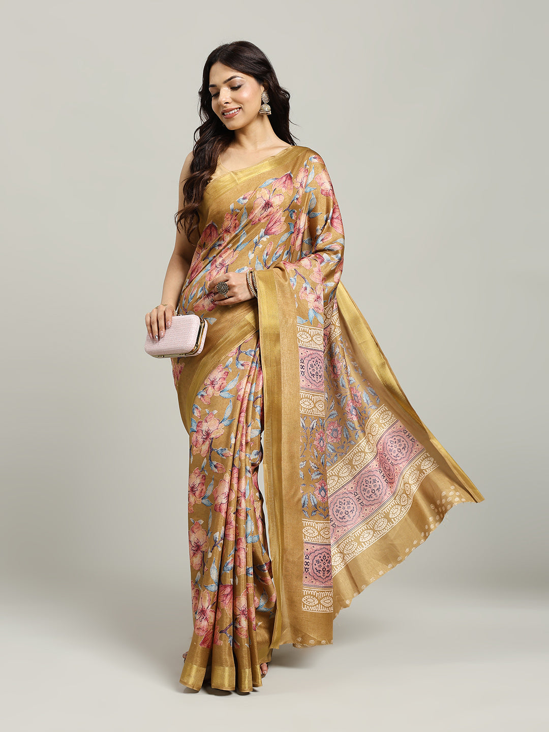 Floral Printed Art Silk Woven Saree