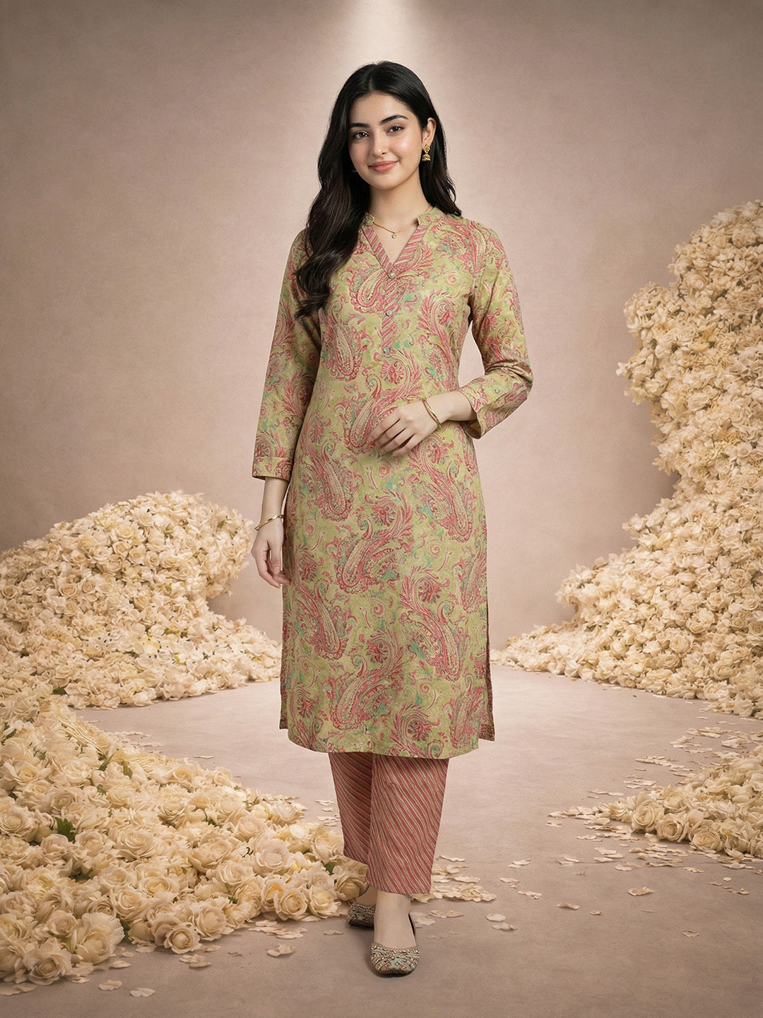 Printed Cotton Kurta With Pant