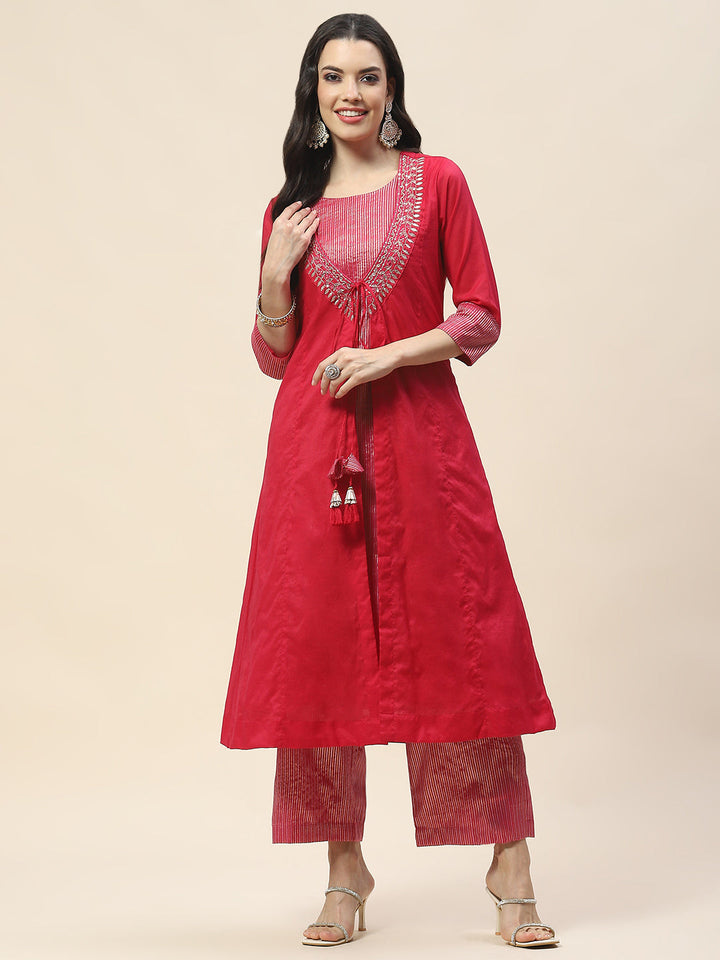 Plain Chanderi Kurta With Pants